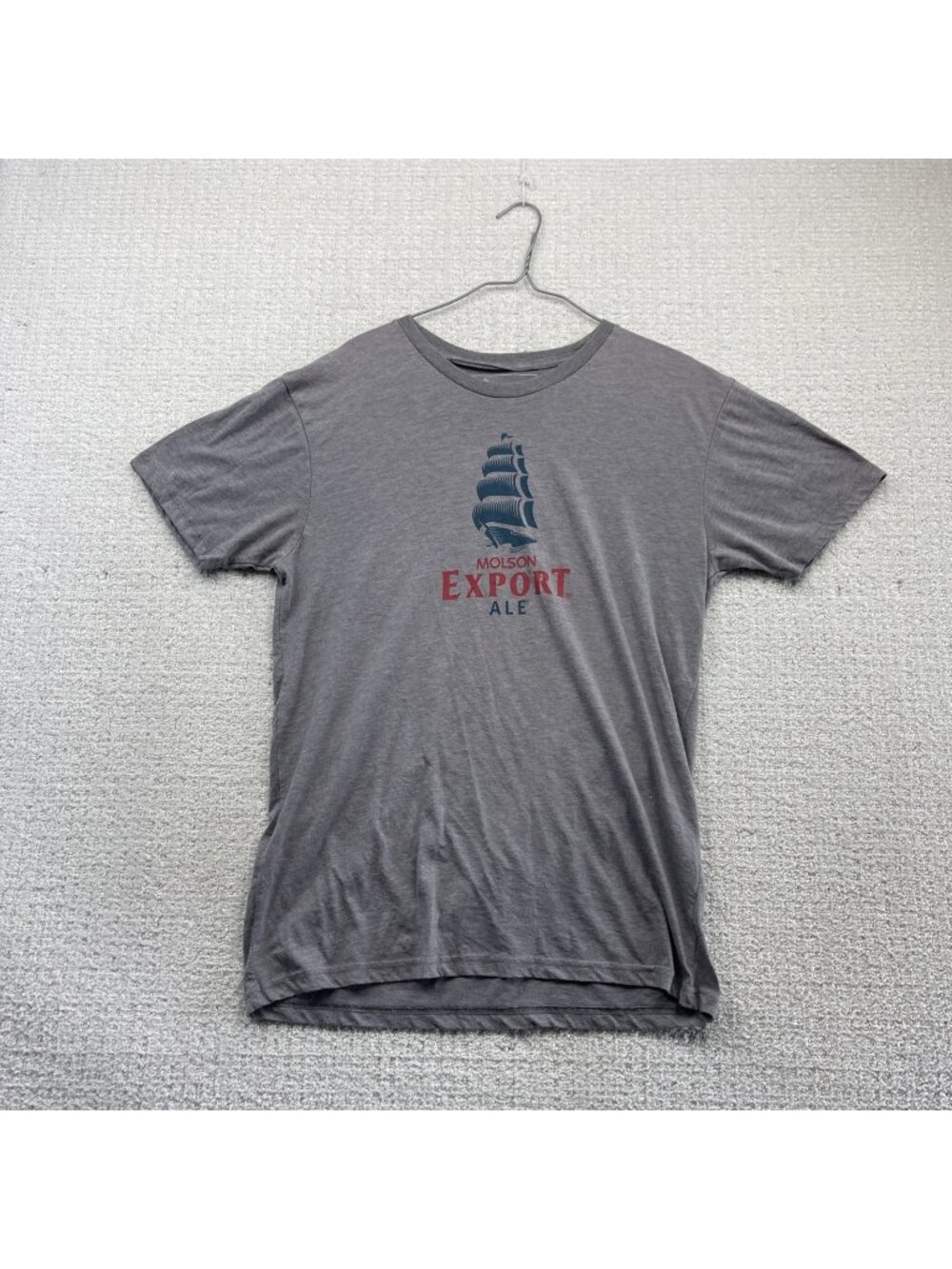Y2K Gray Molson’s Export Ale Canadian Beer T-Shirt Men’s Large Distressed Read